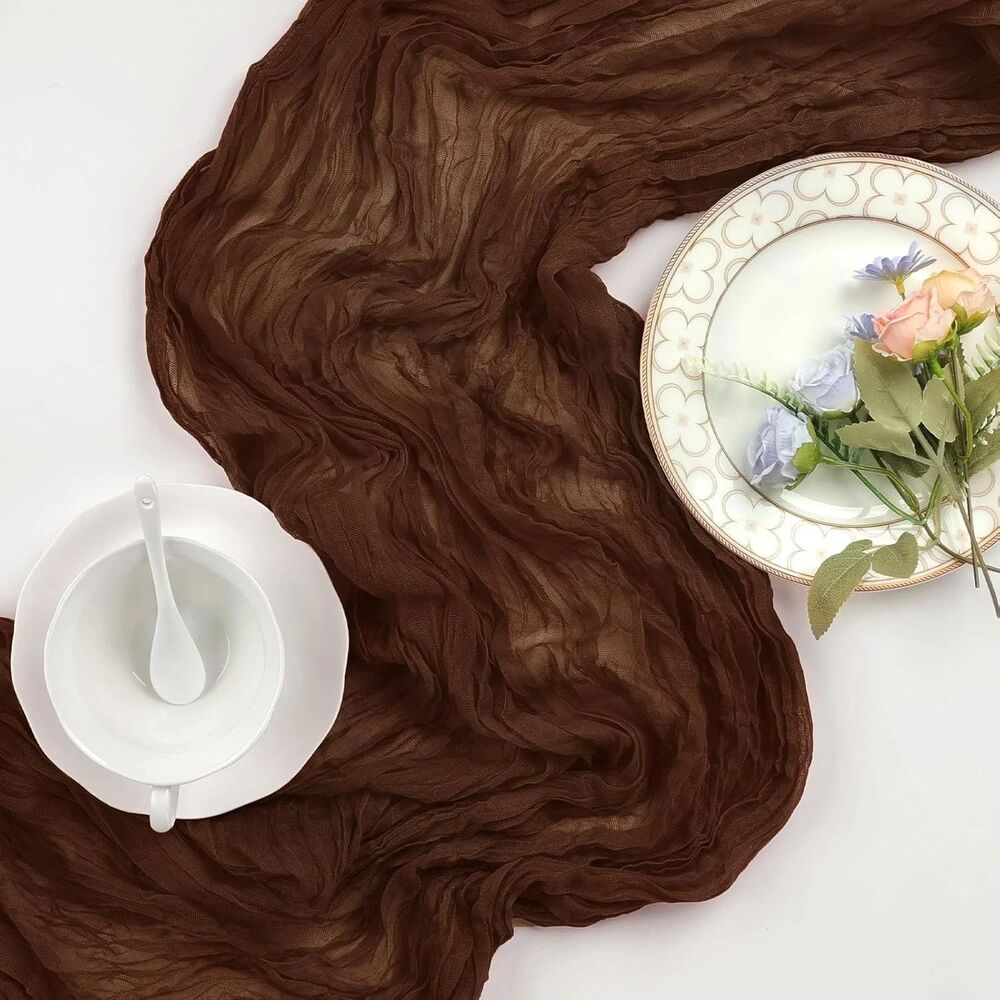 VARSS 6 Pack Brown Cheesecloth Table Runner 8-10FT Rustic Gauze Fabric - Picture 5 of 6